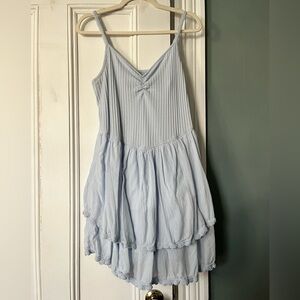 aerie at the barre Light Blue Tiered Mini Dress with Lace Trim